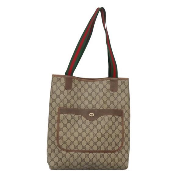 GUCCI GG Supreme Web Sherry Line Bag Pvc Beige Green Red 89 02 003 - Picture 1 of 16